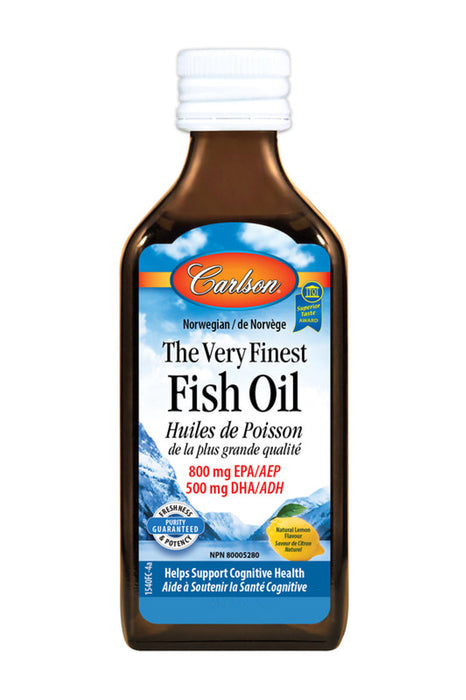 Carlson Norwegian Fish Oil Softgels Lemon Flavour - Helps Support Cognitive Health 150softgels