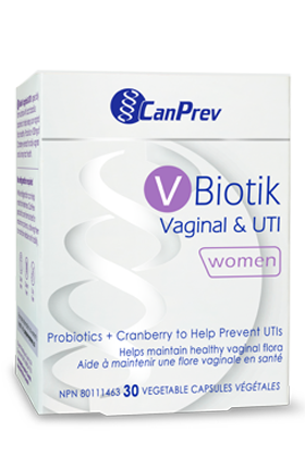 CanPrev V-Biotic Vanginal & UTI for Women - Probiotics & Cranberry to Help Prevent UTI's. 30vegicaps