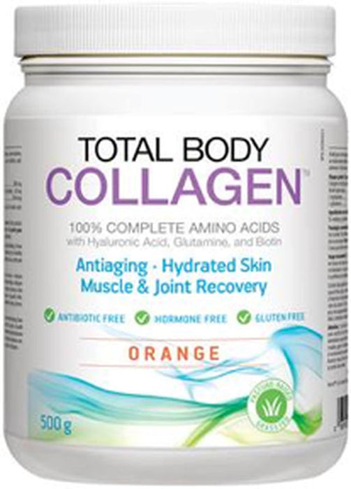 Natural Factors Total Body Collagen Powder Orange Flavour - Anti-Aging, Hydrated Skin, Muscle & Joint Recovery. 500g