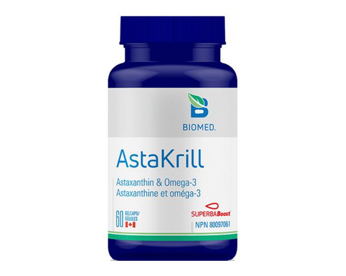 BioMed AstaKrill - Source of Omega 3, DHA, EPA and Antioxidants for Maintenance of Good Health. 60gelcaps