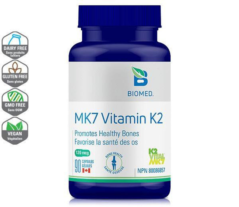 BioMed MK7 Vitamin K2 - Helps in the Maintenance of Bones. 90caps