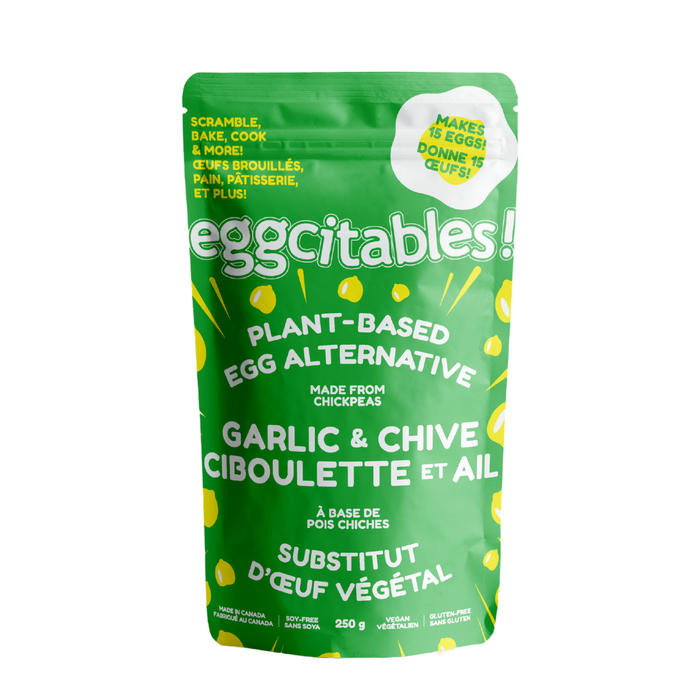 Eggcitables!  Plant-Based Soy Free Egg Alternative, Garlic & Chive Flavour 250g