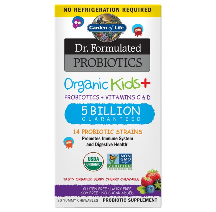 Garden of Life Dr.Formulated Probiotics Organic Kids 5 billion milliards Shelf Stable 30CHEW BERRY CHERRY