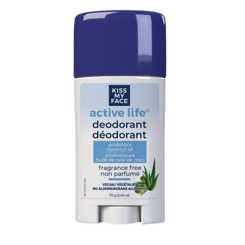 Kiss My Face Active Life Deodorant with Aloe Vera Fragrance Free 70G