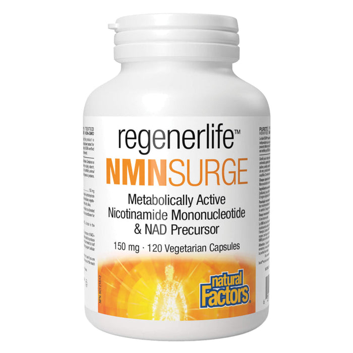 Natural Factors RegenerLife NMNSurge Metabolically Active Nicotinamide Mononucleotide & NAD Precursor 150mg 60Vegcaps