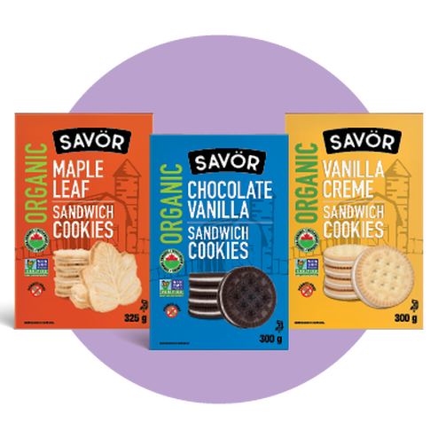 Savor Chocolate Vanilla Organic Sandwich Cookies 300g