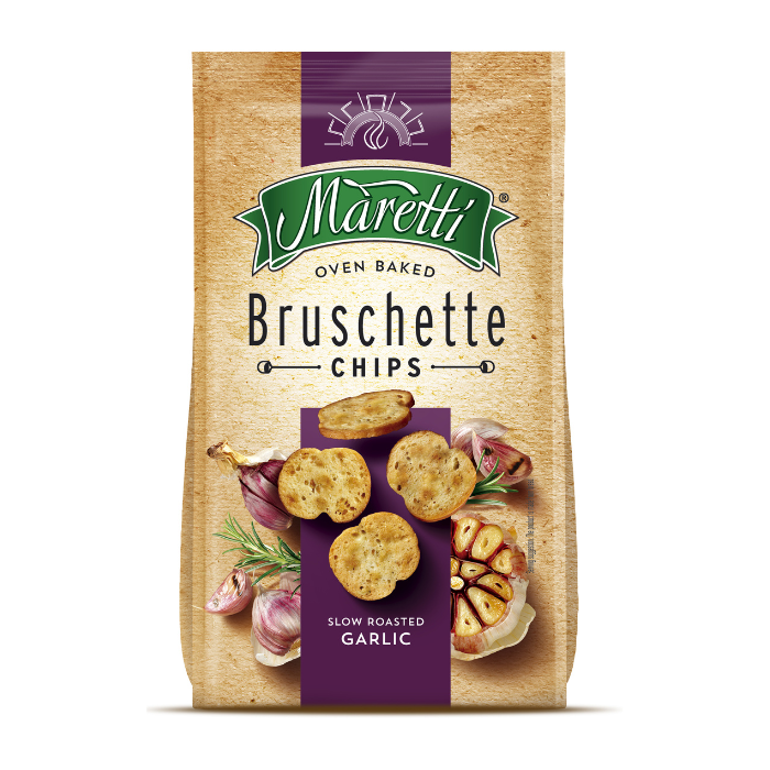 Maretti Oven Baked Bruschette Chips, Slow Roasted Garlic 142g