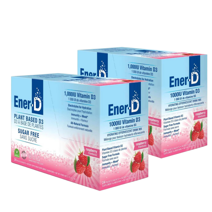 Ener-D Plant Based Vitamin D3 Hydrating Drink Mix Raspberry - 1,000IU 24 Packets