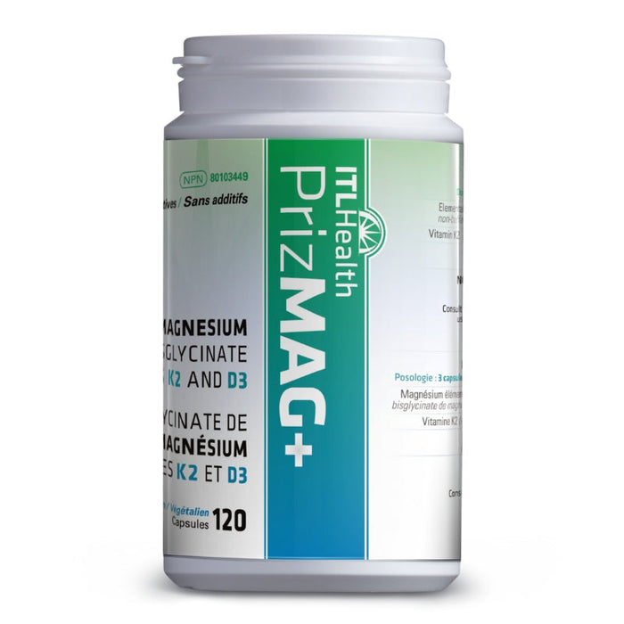 PrizMag Magnesium Bisglycinate + Vitamin K2 and D3 120 caps