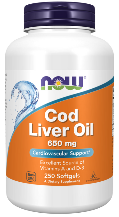 Now Cod Liver Oil with Dbl Strenghth Vit A&D 650mg 100sgels