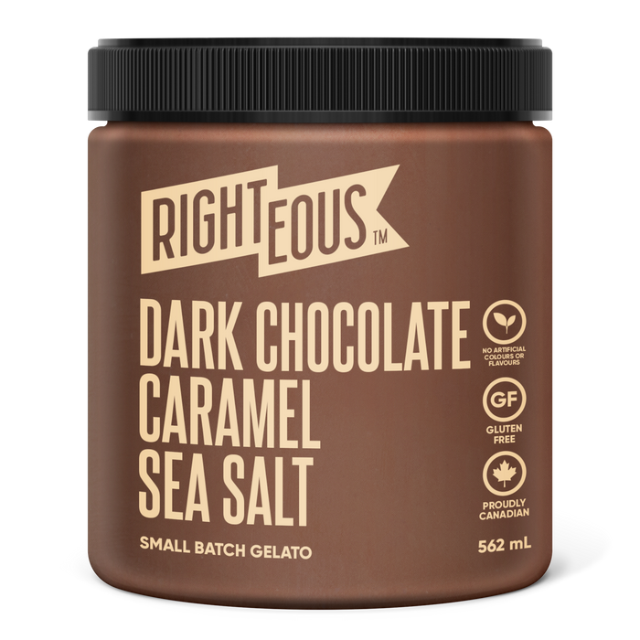 Righteous Gluten Free Gelato, Dark Chocolate Caramel Sea Salt 562ml