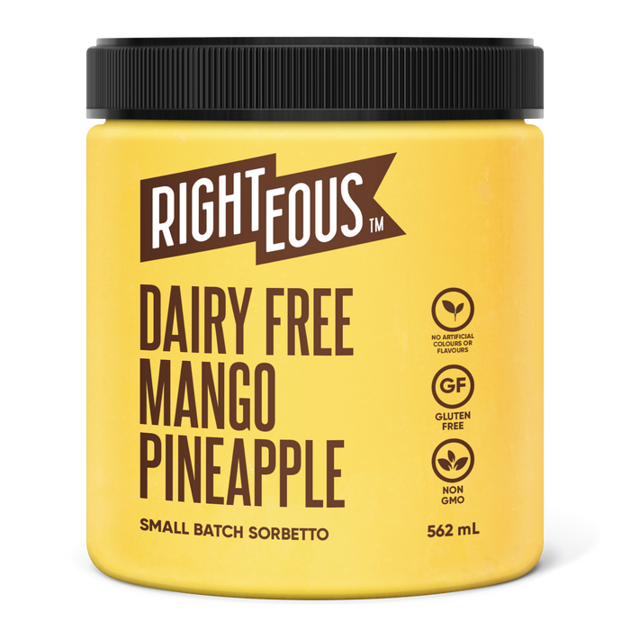 Righteous Gluten Free, Dairy Free Gelato; Mango Pineapple 562ml