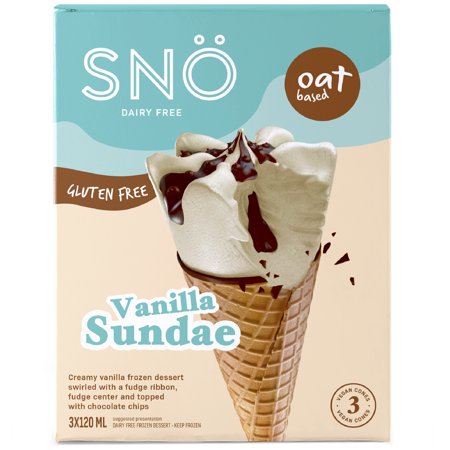 Sno Dairy Free Glutlen Free Oat Based Vanilla Sundae Vegan Cone 3X120ml