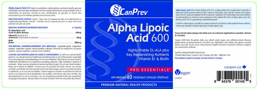 CanPrev Alpha Lipoic Acid  60vegiecaps