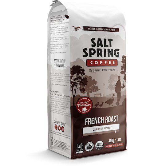Salt Spring Coffee, Organic, Fair Trade;  French Roast Darkest Roast 400g