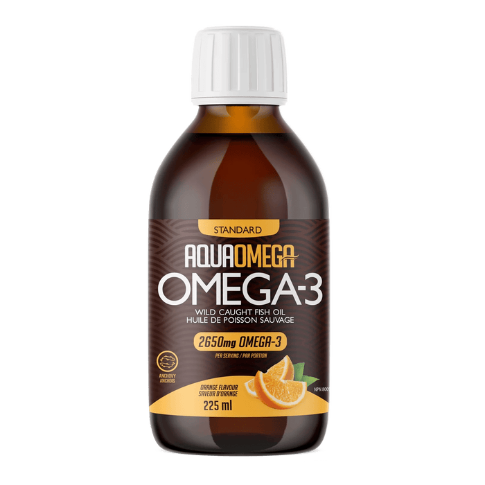 Aqua Omega Standard Omega-3 Wild Caught Fish Oil Lemon Flavour 225ml