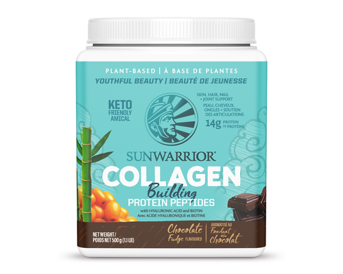Sunwarrior Collagen Building Protein Peptides with Hyaluronic Acid & Biotin (Chocolate Fudge) 500g