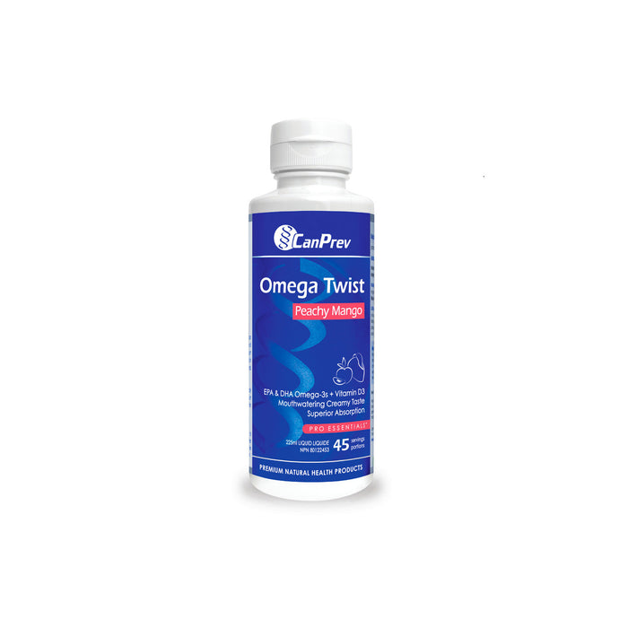 CanPrev Omega Twist: EPA & DHA Omega 3 with Vitamin D3 (Peachy Mango)  225ml