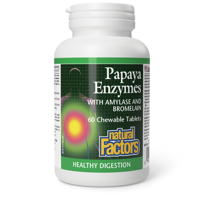 Natural Factors Papaya Enzymes Chewable Tablets - With Amylase & Bromelain 60 chewables 60chewables
