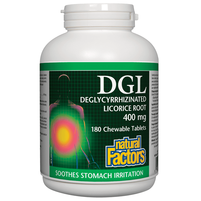 Natural Factors DGL Deglycyrrhizinated Licorice Root 400mg 180chewable tablets