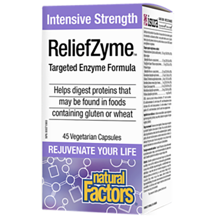 Natural Factors Intensive Strength ReliefZyme (helps digest gluten & wheat) 45vcap 45vcaps