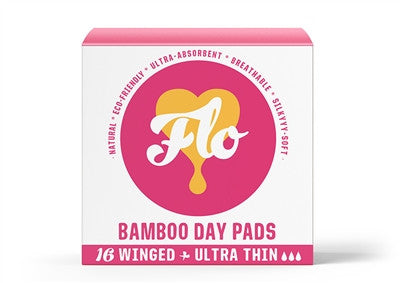 Here We Flo Bamboo Day Pads Ultra Thin + Winged 16pads
