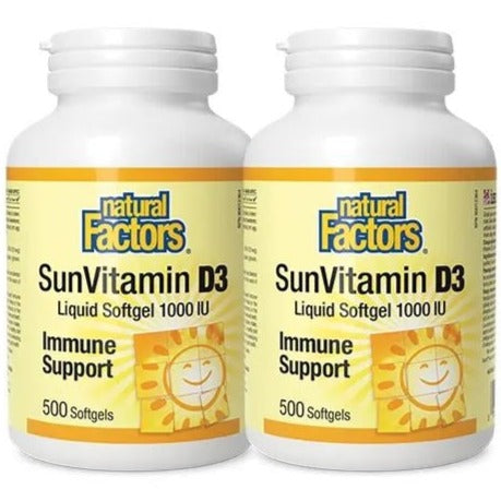 Natural Factors SunVitamin D3 1000IU Twin Pack (1000 Soft Gels) 1000softgels