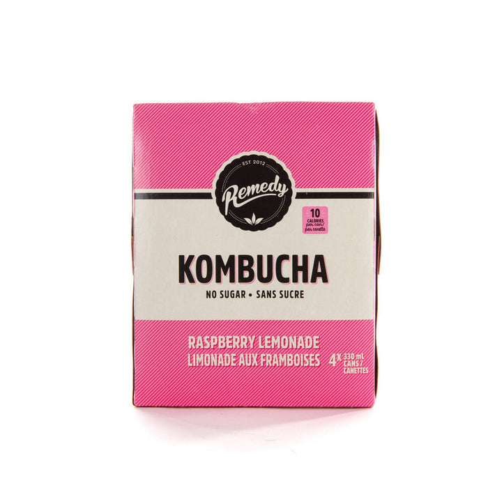 Remedy Organic Kombucha, No Sugar, Raspberry Lemonade 4x330ml