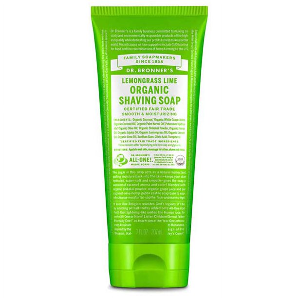Dr. Bronners Shaving Soap Lemongrass Lime 207ml