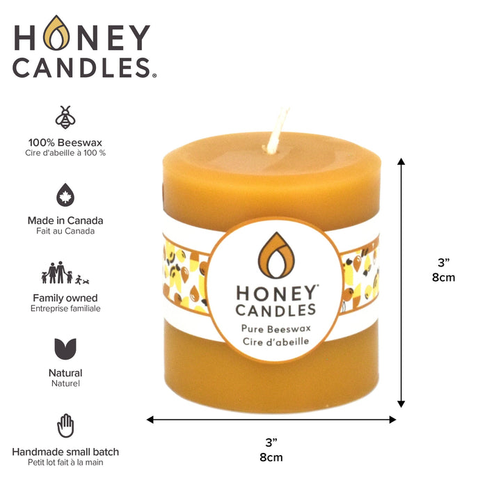 Honey's Candles 3" Pillar Natural