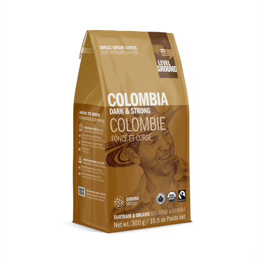 Level Ground Trading Columbia Dark & Strong Ground Coffee Organic 300g