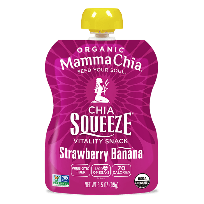 Mamma Chia, Chia Squeeze Snack, Organic; Strawberry Banana 4x100g