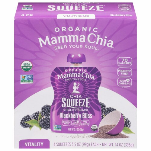 Mamma Chia, Chia Squeeze Snack, Organic; Blackberry Bliss 4x100g