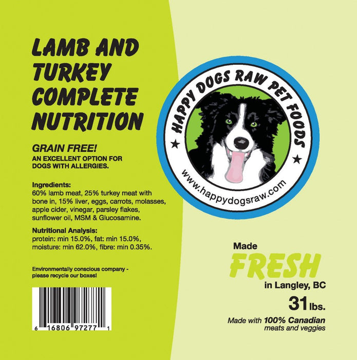 HAPPY DOGS RAW FOOD, LAMB&TURKEY 454g