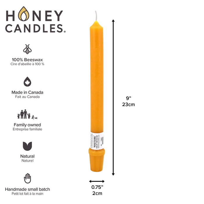 Honey Candles Beeswax Candlestick 9" Candle