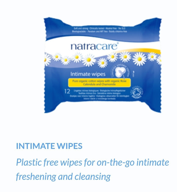 Natracare Intimate Wipes - soft organic cotton 12ct