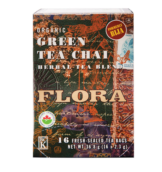 Flora Green Tea Chai Organic Tea (16 Tea Bags)