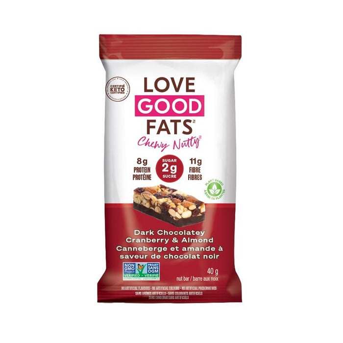 Love Good Fats Dark Chocolatey Cranberry Almond Bar 40g