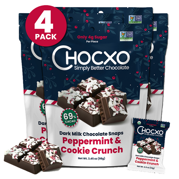 ChocXO Dark Chocolate Snaps- Peppermint & Cookie Crunch 98g