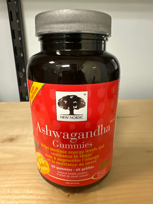 New Nordic Ashwagandha Vegan Gummies Peach Mango Flavour - Helps Increase Energy and Resistance to Stress. 60vegangummies