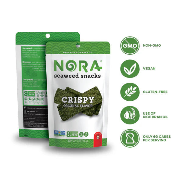 Nora Seaweed Snacks – Crispy Original Flavor, Gluten-Free Snack (28g)