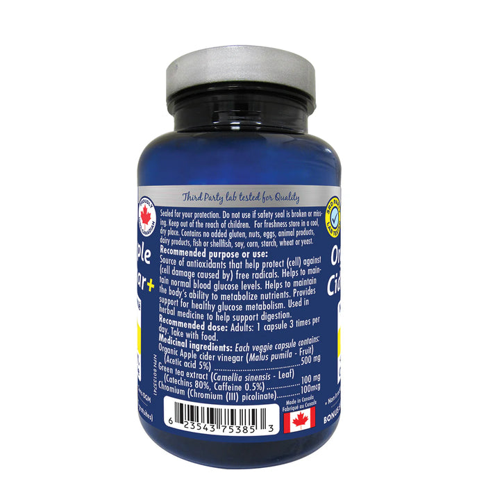 Naka Organic Apple Cider Vinegar + Green Tea Extract & Chromium – Metabolic Support (120 Veggie Caps) 120vegiecaps