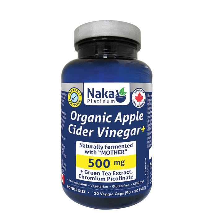Naka Organic Apple Cider Vinegar + Green Tea Extract & Chromium – Metabolic Support (120 Veggie Caps) 120vegiecaps