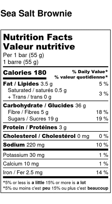 The Oat Company Sea Salt Brownie Energy Bar with Organic Dates, Oats, Cocoa, Peanuts, Sea Salt 55g