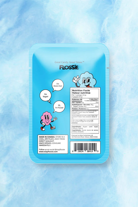 Flossie Blue Raspberry Cotton Candy – Gourmet Flavored Treat (Single Pack)