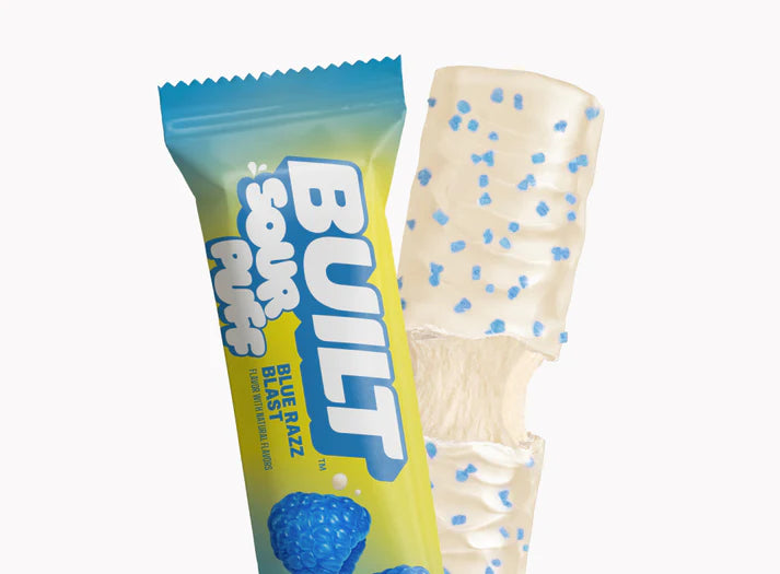 Built Sour Puff Bar Blue Razz Blast – Blue Raspberry Protein Bar with Marshmallow Center (40g)