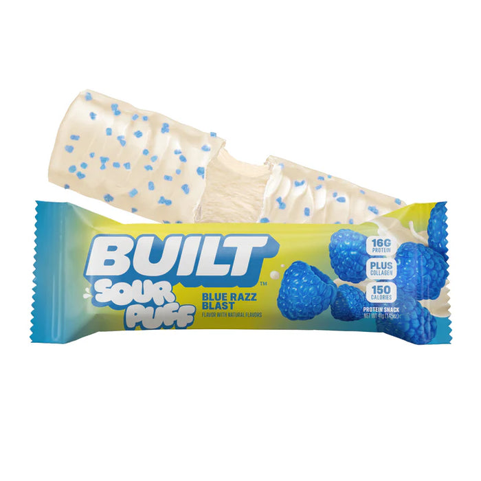 Built Sour Puff Bar Blue Razz Blast – Blue Raspberry Protein Bar with Marshmallow Center (40g)