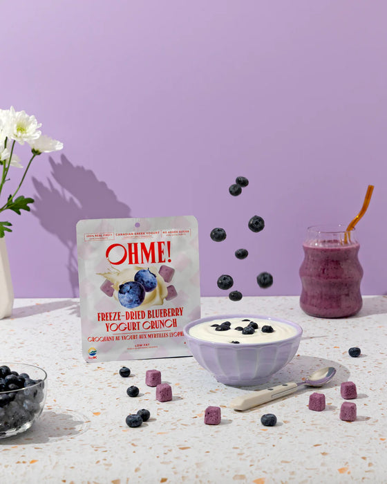 OHME! Freeze-Dried Blueberry Yogurt Crunch – Probiotic Snack, No Added Sugar (44g)