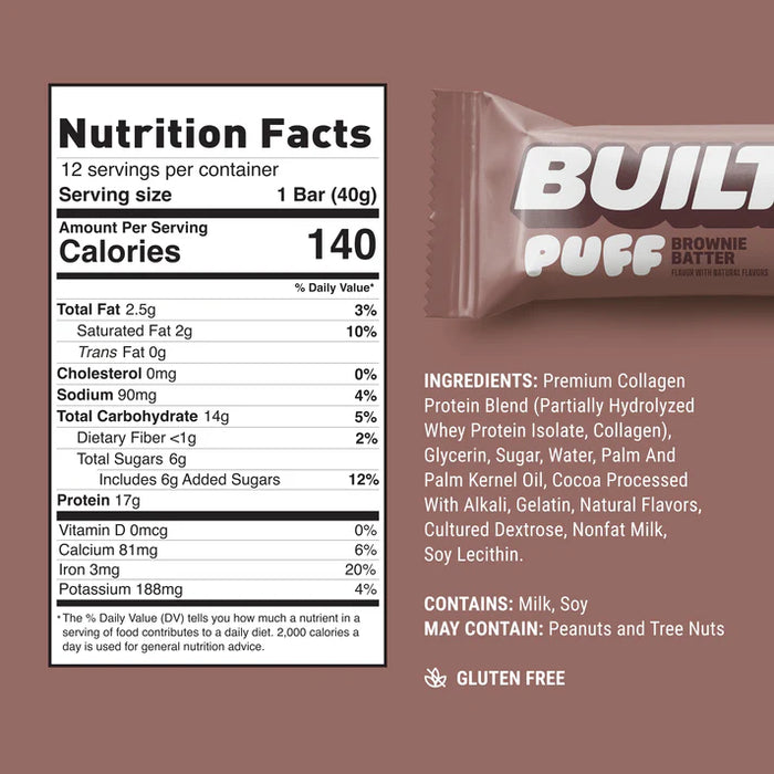 Built Bar Brownie Batter Puff – Chocolate Protein Bar with Marshmallow Center (40g)