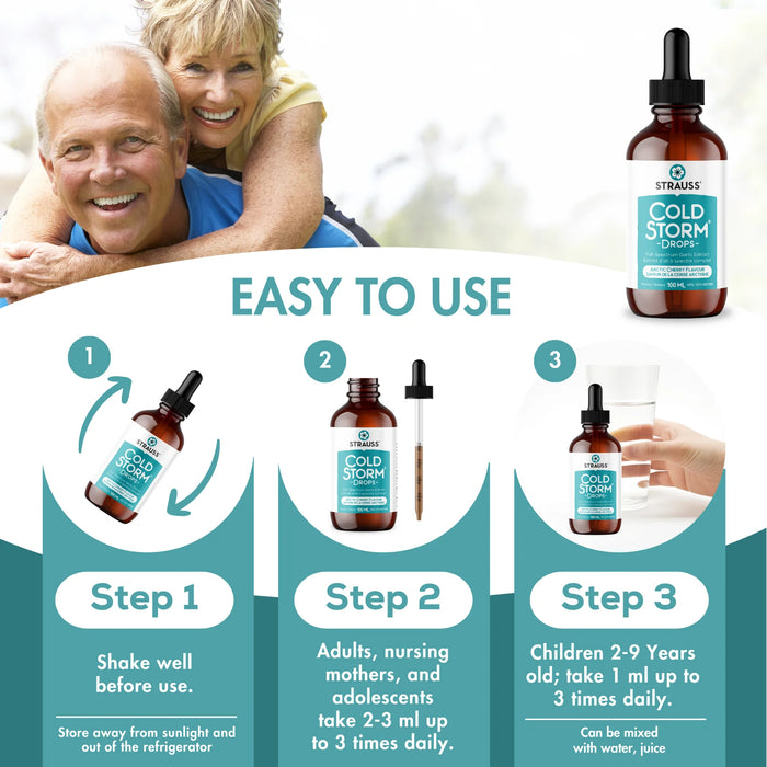 Strauss Cold Storm Drops – Full-Spectrum Garlic Extract, Arctic Cherry Flavour (100ml)